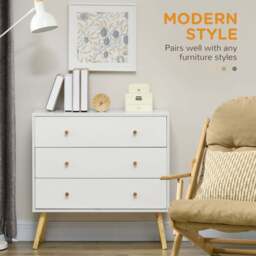 Portable 3 Drawer Natural and White Chest of Drawers - Portland - Wilko - thumbnail 6