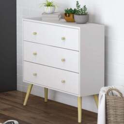 Portable 3 Drawer Natural and White Chest of Drawers - Portland - Wilko - thumbnail 5