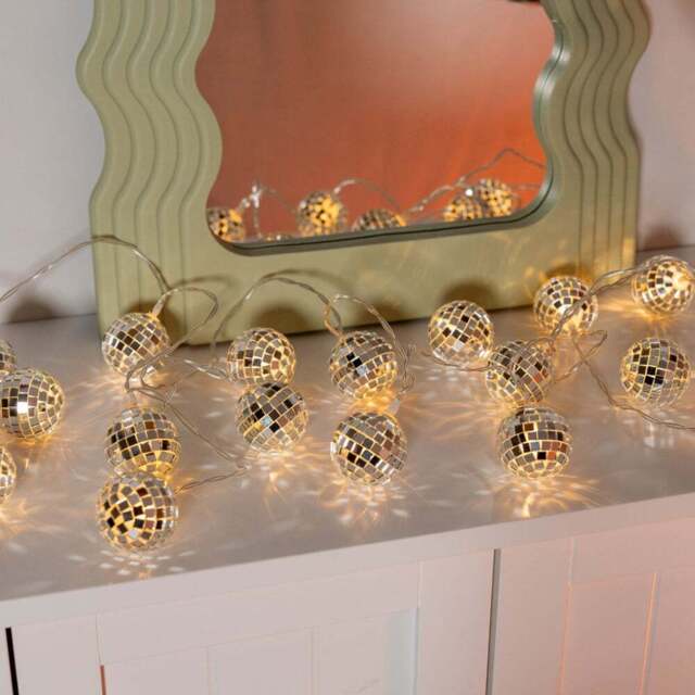 ValueLights 20 Mini LED Disco Ball String Light - Size: 5 x 280 x 5cm - Silver - Wilko - image 1