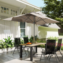 Outsunny 6 Seater Slatted Metal Top Garden Table with Parasol Hole Brown - Size: 73 x 150 x 90cm - Wilko - thumbnail 5
