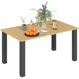 Outsunny 6 Seater Slatted Metal Top Garden Table with Parasol Hole Brown - Size: 73 x 150 x 90cm - Wilko - thumbnail 3