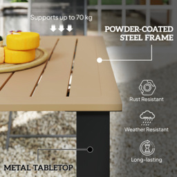 Outsunny 6 Seater Slatted Metal Top Garden Table with Parasol Hole Brown - Size: 73 x 150 x 90cm - Wilko - thumbnail 6