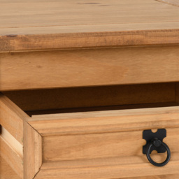 Seconique Corona Single Drawer Distressed Waxed Pine Lamp Table - Size: 58 x 58 x 54cm - Brown - Wilko - thumbnail 7