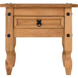 Seconique Corona Single Drawer Distressed Waxed Pine Lamp Table - Size: 58 x 58 x 54cm - Brown - Wilko - thumbnail 4