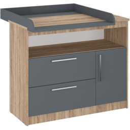 Shefa 1150 Single Door 2 Drawer Single Shelf Cremona Oak and Graphite Kids Changing Unit - Size: 89 x 111 x 75cm - Cremona Oak - Graphite - Wilko - thumbnail 3