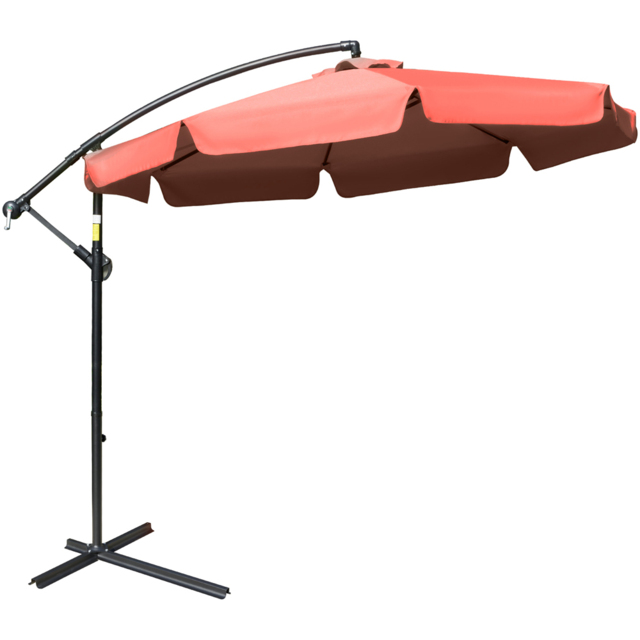Outsunny Wine Red Crank Handle Cantilever Banana Parasol with Cross Base 2.7m - Size: 3m - Wilko - image 1