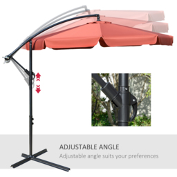 Outsunny Wine Red Crank Handle Cantilever Banana Parasol with Cross Base 2.7m - Size: 3m - Wilko - thumbnail 6