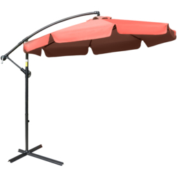Outsunny Wine Red Crank Handle Cantilever Banana Parasol with Cross Base 2.7m - Size: 3m - Wilko - thumbnail 1