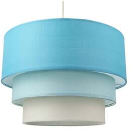 Happy Homewares 3 Tier Teal and Blue Cotton Round Pendant Shade - Size: 20 x 30 x 30cm - Green - Wilko