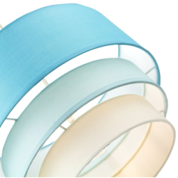 Happy Homewares 3 Tier Teal and Blue Cotton Round Pendant Shade - Size: 20 x 30 x 30cm - Green - Wilko - thumbnail 5