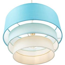 Happy Homewares 3 Tier Teal and Blue Cotton Round Pendant Shade - Size: 20 x 30 x 30cm - Green - Wilko - thumbnail 4