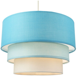 Happy Homewares 3 Tier Teal and Blue Cotton Round Pendant Shade - Size: 20 x 30 x 30cm - Green - Wilko - thumbnail 3