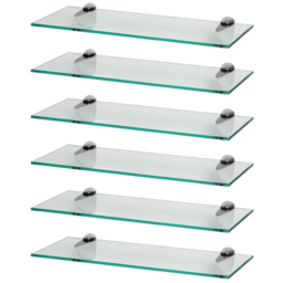 Harbour Housewares Floating Glass Wall Shelf 50cm 6 Pack - Size: 0.5 x 50 x 13cm - Clear - Wilko - thumbnail 1