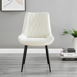Furniturebox Arona Cesano Concrete Effect 6 Seater Round Dining Set Grey Black and Cream - Wilko - thumbnail 4