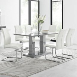 Furniturebox Molini Fortana 6 Seater Dining Set Grey Gloss White and Chrome - Wilko - thumbnail 1