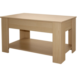 Comfy Living Single Shelf Oak High Gloss Lift Top Coffee Table - Size: 51 x 100 x 50cm - Brown - Wilko - thumbnail 3