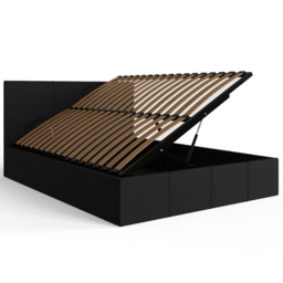 GFW King Size Black Faux Leather Side Lift Ottoman Bed with Bonnell Mattress - Wilko - thumbnail 6