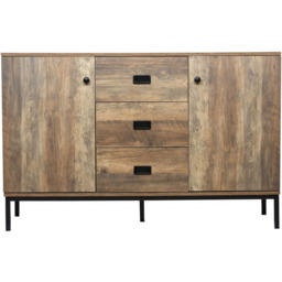 HOMCOM 2 Door 3 Drawer Distressed Brown Retro Sideboard - Size: 26.5 x 48 x 134cm - Wilko - thumbnail 3