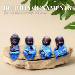 Marco Paul 4 Piece Resin Buddha Garden Ornament - Size: 30 x 20 x 10cm - Blue - Wilko - thumbnail 4