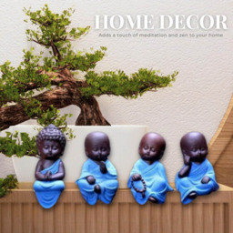 Marco Paul 4 Piece Resin Buddha Garden Ornament - Size: 30 x 20 x 10cm - Blue - Wilko - thumbnail 3