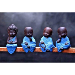 Marco Paul 4 Piece Resin Buddha Garden Ornament - Size: 30 x 20 x 10cm - Blue - Wilko - thumbnail 1