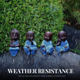 Marco Paul 4 Piece Resin Buddha Garden Ornament - Size: 30 x 20 x 10cm - Blue - Wilko - thumbnail 6