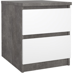 Florence Naia 2 Drawer Concrete and White High Gloss Bedside Table - Multi - Furniture To Go - Wilko - thumbnail 3