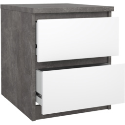 Florence Naia 2 Drawer Concrete and White High Gloss Bedside Table - Multi - Furniture To Go - Wilko - thumbnail 6