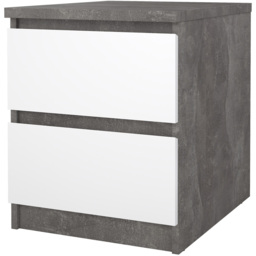 Florence Naia 2 Drawer Concrete and White High Gloss Bedside Table - Multi - Furniture To Go - Wilko - thumbnail 5