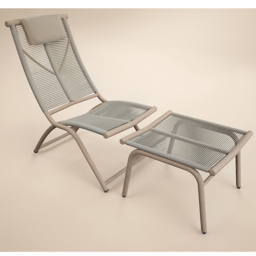 SOLACE+CO Esen Set of 2 Beige Garden Lounge Chairs with Footstool - Wilko - thumbnail 3