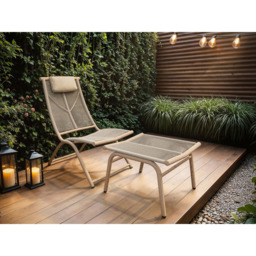 SOLACE+CO Esen Set of 2 Beige Garden Lounge Chairs with Footstool - Wilko - thumbnail 5