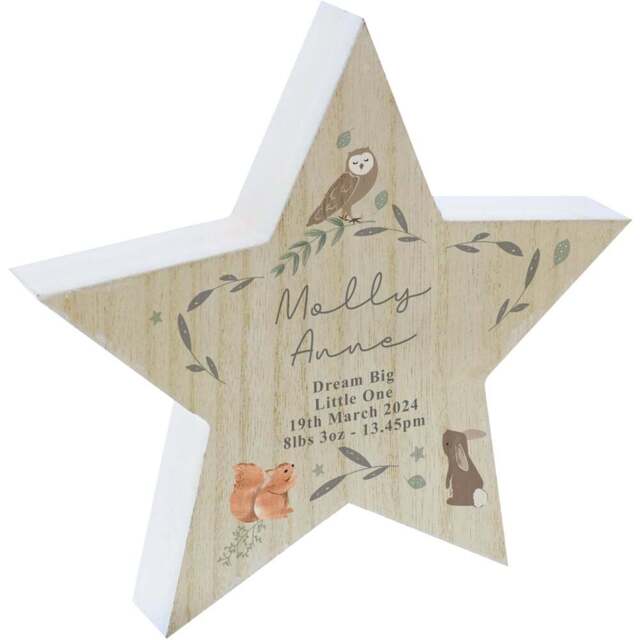 Personalised Memento Woodland Animal Star Ornament - Size: 1.9 x 1.9 x 0.3cm - Brown - Wilko - image 1