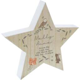 Personalised Memento Woodland Animal Star Ornament - Size: 1.9 x 1.9 x 0.3cm - Brown - Wilko - thumbnail 1