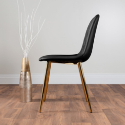 Furniturebox Arona Solara 4 Seater Round Dining Set Gold and Black - Wilko - thumbnail 5