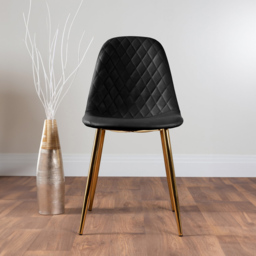 Furniturebox Arona Solara 4 Seater Round Dining Set Gold and Black - Wilko - thumbnail 4
