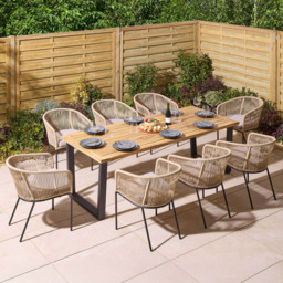 Rowlinson Oslo 8 Seater Natural Dining Set - Brown - Wilko