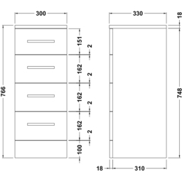 nuie Mayford 4 Drawer Gloss White Floor Standing Unit - Size: 766 x 300 x 330mm - Wilko - thumbnail 4
