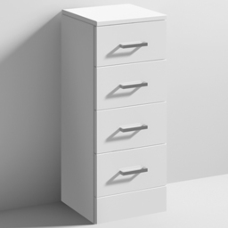 nuie Mayford 4 Drawer Gloss White Floor Standing Unit - Size: 766 x 300 x 330mm - Wilko