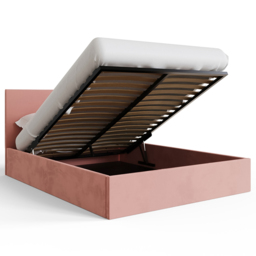GFW Small Double Blush Pink Velvet End Lift Ottoman Bed - Wilko - thumbnail 5