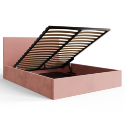 GFW Small Double Blush Pink Velvet End Lift Ottoman Bed - Wilko - thumbnail 6