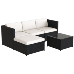 Rupert 4 Seater Black Rattan Outdoor L-Shape Corner Sofa Set - MCC - Wilko - thumbnail 4