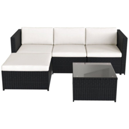 Rupert 4 Seater Black Rattan Outdoor L-Shape Corner Sofa Set - MCC - Wilko - thumbnail 3