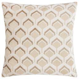 Paoletti Ledbury Warm Taupe Velvet Jacquard Cushion - Size: 45 x 45 cm - Multi - Wilko