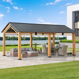 Sunjoy Diran 6.03 x 3.36m Anthracite Cedar Wood Gazebo - Size: 290 x 335.5 x 603cm - Black - Wilko - thumbnail 1