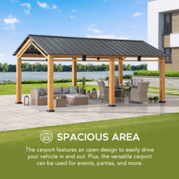 Sunjoy Diran 6.03 x 3.36m Anthracite Cedar Wood Gazebo - Size: 290 x 335.5 x 603cm - Black - Wilko - thumbnail 5
