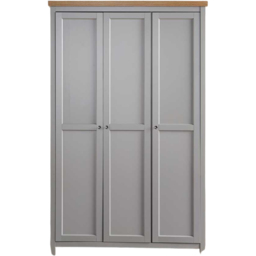 Home Source Avon 3 Door Light Grey with Oak Top Wardrobe - Wilko - thumbnail 3
