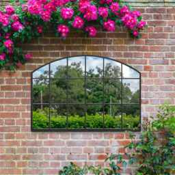MirrorOutlet The Arcus Black Framed Arched Garden Wall Mirror 110 x 75cm - Size: 110 x 75 x 3cm - Wilko - thumbnail 6