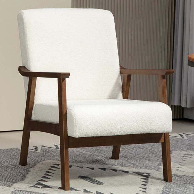 HOMCOM White Boucle Accent Armchair - Size: Single - Wilko - image 1