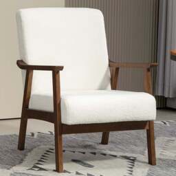 HOMCOM White Boucle Accent Armchair - Size: Single - Wilko
