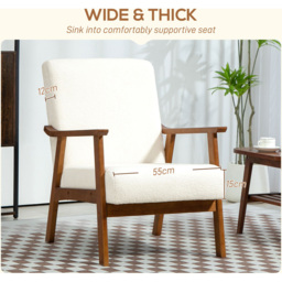 HOMCOM White Boucle Accent Armchair - Size: Single - Wilko - thumbnail 6
